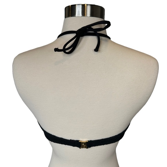 Ralph Lauren Bikini Top Womens Strapless Halter Crochet Light Padded Black Small - Picture 6 of 12